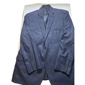 Lauren Ralph Lauren Mens Navy Houndstooth Wool Blend Sport Coat Blazer Size 48L